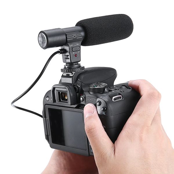 Microphones le plus récent microphone stéréo externe 3,5 mm microphone unique avec des batteries pour le caméscope DV DSLR Nikon DSLR Canon