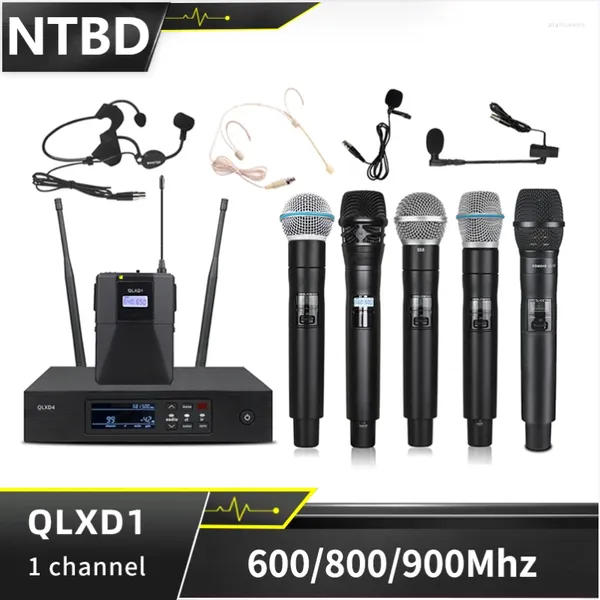 Micrófonos NTBD QLXD4-BETA58/beta87/S58/KSM8 UHF sistema con micrófono inalámbrico profesional actuaciones en escenario dinámico de larga distancia