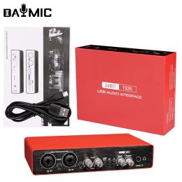 Microphones OEM Professional Streaming Audio Mixer Studio Portable USB Sound Carte Interface pour 48V Microphone Musical Recording PC