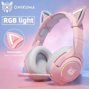 Microfoons OniKuma K9 RGB LED Light Gaming -headset met MIC -hoofdtelefoon 7.1 Surround Sound Wired oortelefoon voor laptop Tablet Gamer