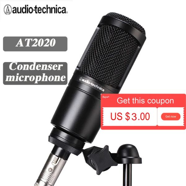 Microphones original audio technica at2020 professionnel k chanson en direct enregistrement du microphone vocal microphone condenseur