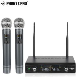 Microphones Phenyx Pro UHF Professional Dual Wireless Microphone Stage Performance Karaoke Home System 230ft / 70m 30freences PTU52