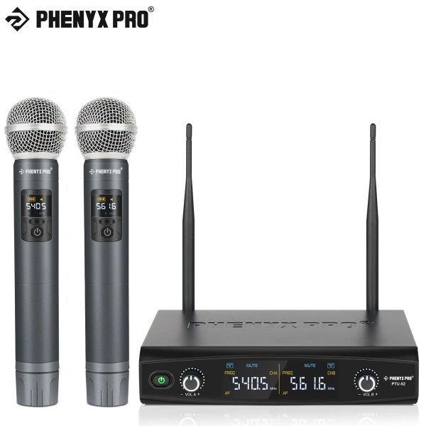 Micrófonos fenyx pro uhf profesional dual inalámbrico micrófono escenario de rendimiento Karaoke Home System 230ft/70m 30frequences PTU52