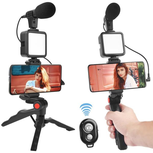 Microphones Photography LED VIDEOGE LUMIÈRE POUR PHOTO DSLR SLR KIT01 Smartphone Vlog LED Video Light Kit avec trépied Stand Microphone Cold Shoe