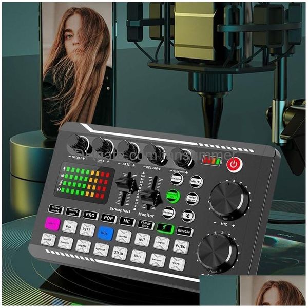Microphones Podcast Microphone Kit de carte son Studio professionnel condensateur micro F998 mélangeur en direct pour Livestreaming Podcasting enregistrement Dhdgn