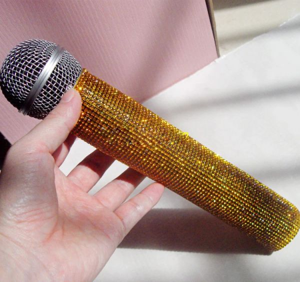 Microphones populaires manchon en peau de cristal pour Microphone sans fil Blinging coque de poche Flash forage couverture bling