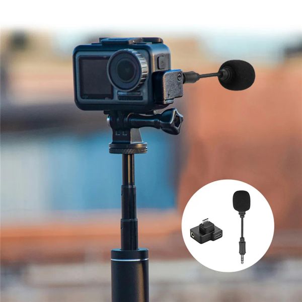 Micrófonos kit de adaptador de audio de enlace de micrófono portátiles de 3.5 mm para DJI OSMO Acción Cámara Mini micrófono USB tipo C Adaptador para DJI OSMO Acción