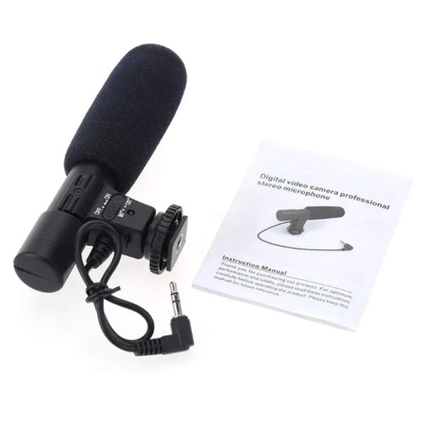 Microphones Portable Condenser Stéréo microphone micro avec un support de chaussure chaude 3,5 mm pour les caméscopes camarades reflexique Interviews Accessoires 51BE