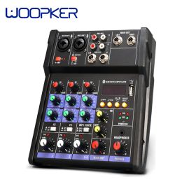 Microphones Portable Digital Audio Mixer DJ Controller Equipo de Sonido avec USB MP3 Jack 4 Channels Table de Milkage Audio