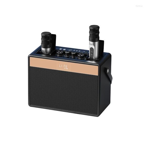 Microphones Portable Caché Microphone Sans Fil Bluetooth Audio Haut Volume En Bois Extérieur K Song Enceinte En Direct Karaoké Expert SDRD W500