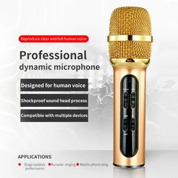 Microfoons Draagbare professionele karaoke-microfoon Zingen Opname Live-microfoon voor mobiele telefoon Computer met geluidskaart Chinese versie 231117