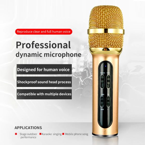 Micrófonos profesionales portátiles karaoke micrófono cantar grabación microfone en vivo para computadora de teléfono móvil con tarjeta de sonido versión china