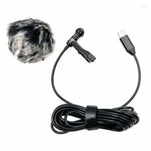 Microphones Portable Type C Lavalier Micro avec prise de son clair joue un microphone 20Hz-16KHz parfait pour la diffusion en direct