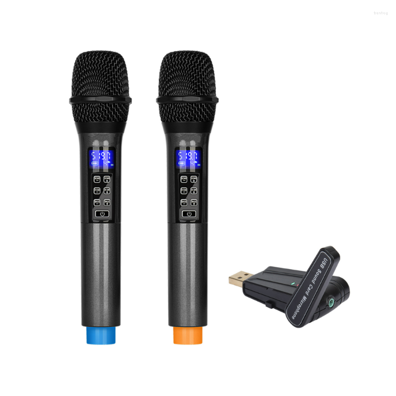 Mikrofoner Portable UHF trådlöst mikrofonsystemdator med hörlursgränssnitt USB -ljudkort