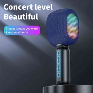 Micrófonos Condensador inalámbrico portátil Grabación Micrófono de mano Altavoz estéreo compatible con Bluetooth Lámpara LED para YouTube Home Karaoke T220916