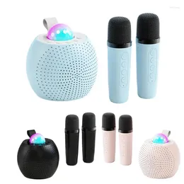 Microphones Portable Wireless Dual Microphone Karaoke Machine Bluetooths PA Enceinte de la voix Changement avec une conception légère pour les enfants