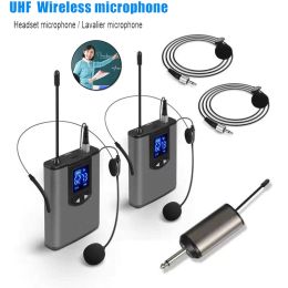 Microphones Casque sans fil portable microphone + Lavalier Mic System Enseignement de la parole d'enseignement Vlog Vlog en direct pour iPhone Android PC