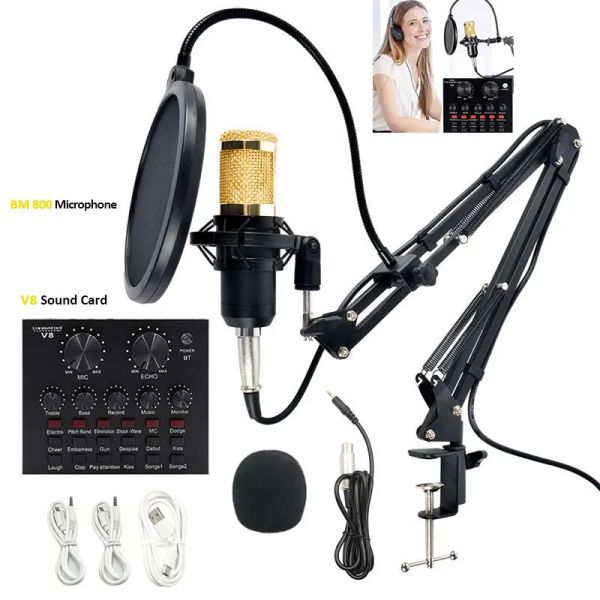 Microphones Professional Anchor Capacitance Microphone Wireless Bluetooth Connexion pour PC Karaoke Live Streaming Studio Recording BM800 AR