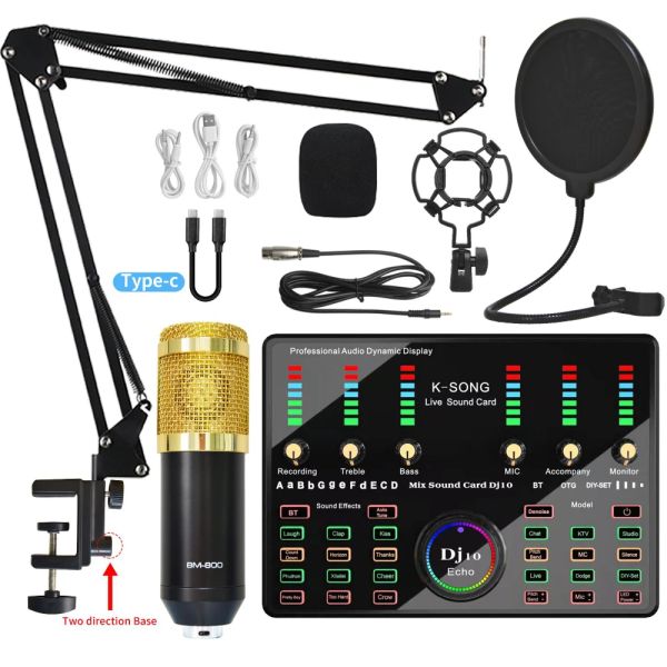 Microphones Professional Audio DJ 10 Set Set Set BM800 K20 Mic Studio Microphone pour un podcast Karaoke Recording Streaming en direct