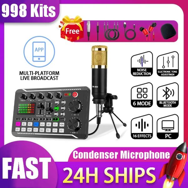 Microphones Professional Audio Mixer Sinwe Live Sound Card et Interface audio avec les effets de mélangeur DJ et la production de podcast de changeur de voix