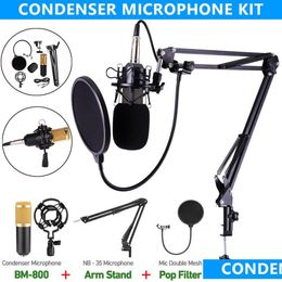 Microphones Microphone à condensateur professionnel Bm 800 pour ordinateur O karaoké Mikrofon Studio ensembles d'enregistrement argent bleu noir rose D Dheyj