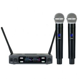 Microphones Professional Dual Dynamic Main Handheld UHF Wireless Microphone System for Singing Karaoke Church Wedding Meeting 230812