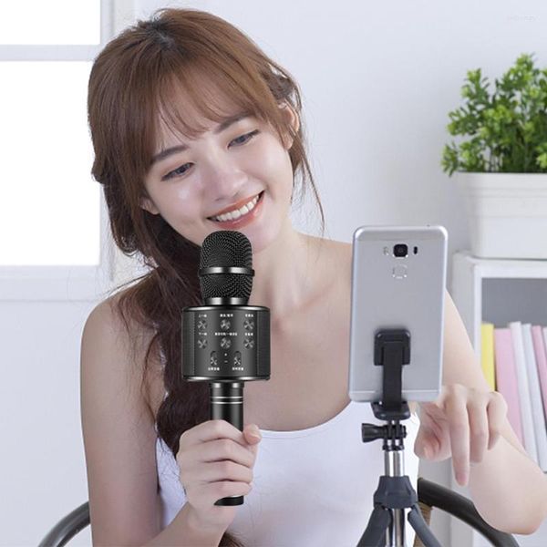 Microfoni Microfono professionale per karaoke Microfono palmare wireless compatibile con Bluetooth USB Home KTV Lettore musicale Canto