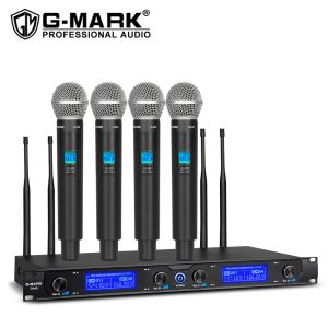 Microphones Professional Microphone Wireless Gmark G440 4 canaux Handheld Dynamic Karaoke Mic for Band DJ Party Stage Church Show