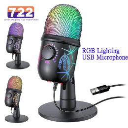 Microphones Professional RVB USB Condenser Microphone Gaming Studio Podcast micro pour ordinateur ordinateur portable