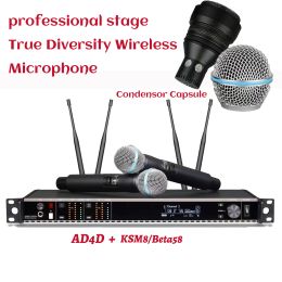 Microphones Professional True Diversity Ad4d Wireless Microphone System SKM8 / Beta58 Condensor microfone Mic Mic UHF Stage Microfono