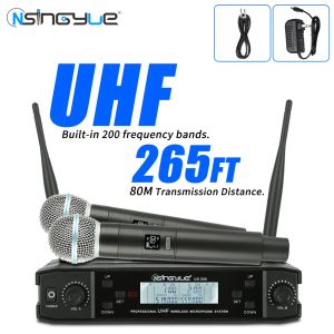 Microphones Professional UHF 2 canaux Handheld Dynamic Wireless Microphone System for Home Party Singing Church Performance Meeting
