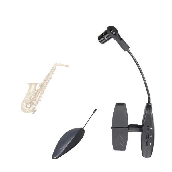 Microphones professionnels UHF saxophone sans fil microphone en laiton instrument microphone pour sax français corplate trombone clarinette