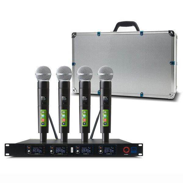 Microphones Système de microphone sans fil professionnel 4 canaux à main pour la maison KTV Karaoke