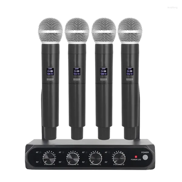 Micrófonos Sistema de micrófono inalámbrico profesional Dispositivo de mano de frecuencia fija Plástico negro para escenarios Fiestas en casa Iglesias