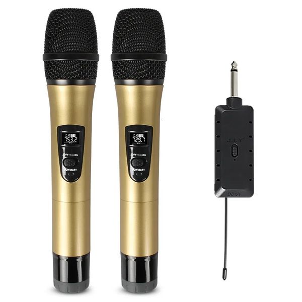 Microphones Microphone sans fil professionnel 2 canaux UHF portable karaoké maison fête Smart TV Ser 50 mètres chanter chanson KTV 231215