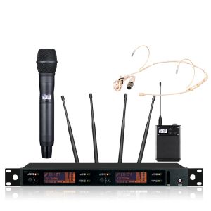 Micrófonos Profession Dual Sistema de micrófono inalámbrico Performance de la etapa de 2 micrófonos Mic o 2 Bodypack
