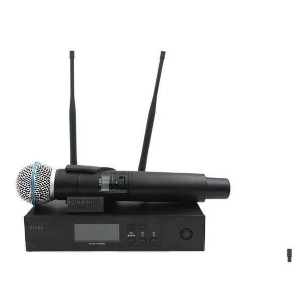 Microphones QLXD4 UHF Système de microphone sans fil professionnel avec transmetteur portable Beta58A QLX pour la scène de karaoké vocal en direct Dhrlg