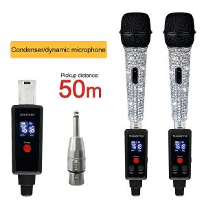 Microphones Rechargeable UHF Wireless XLR Transmetteur et XLR Récepteur pour deux microphones compatibles avec le mélangeur audio