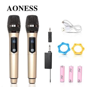 Microphones Microphone sans fil rechargeable Original double portable avec récepteur dynamique pour karaoké 231204
