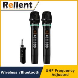 Microfoons RelLent Oplaadbare UHF Wireless Bluetooth Karaoke Microphone Micro Echo Stel kanaalgamingmicrofoon aan voor zingen