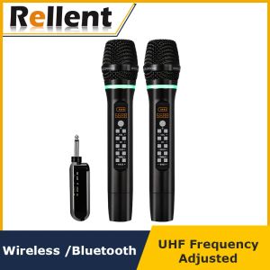 Microphones rechargeable rechargeable UHF Wireless Bluetooth karoke microphone micro echo ajuster le microphone de jeu de chaîne pour chanter