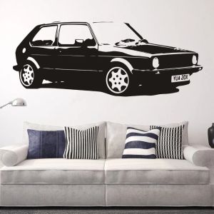 Microphones AMOVABLE VINTAGE XL Large voiture VW Golf GTI 1 Autocollant d'art mural classique Autocollant Home Decoration Art Mural Paper Car Sticker A100