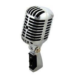 Microfoons Retail Professioneel Bekabelde vintage klassieke microfoon Goede kwaliteit Dynamische bewegende spoel Mike Deluxe Metal Vocaal Oude stijl Ktv-microfoon HKD230818