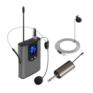 Microfoons retail UHF draagbare draadloze headset/ lavalier reversmicrofoon met bodypack -zender en ontvanger 1/4 inch output, voor live