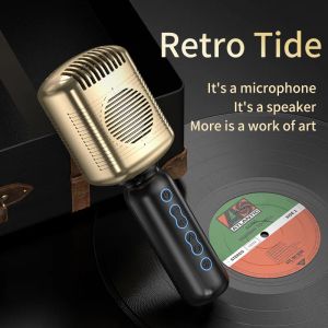 Microphones rétro microphone classique de style rétro condenseur karaoke bluetooth microphone portable microphone