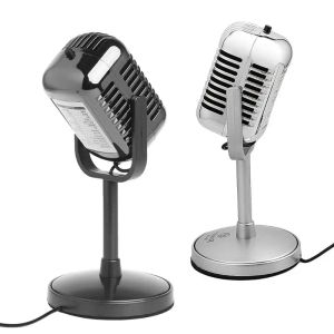 Microphones Retro Wired Microphone 3,5 mm enregistrement stéréo ordinateur ordinateur portable Mini microphone condenseur pour chanter des jeux de chat