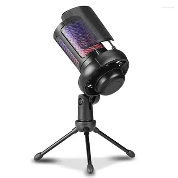 Microphones RGB Microphone pour PC PS4 PS5 MAC avec USB -Filter Mount Gain Control Enregistrement en direct