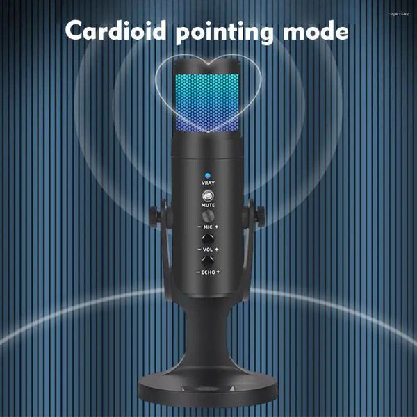 Microphones RVB USB Microphone Condenseur professionnel pour ordinateur ordinateur portable Record de téléphone chant le jeu Streaming Mikro U4A5