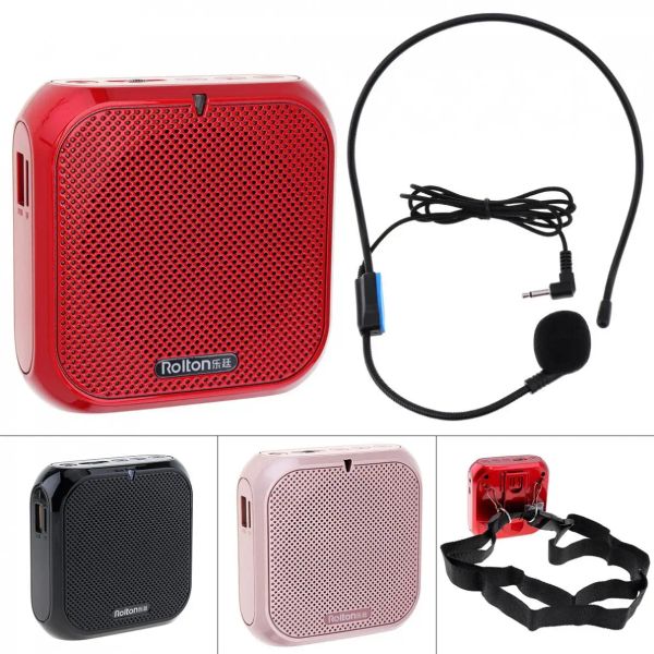 Microphones Rolton K400 filaire Mini haut-parleur mégaphone amplificateur vocal haut-parleur Microphone ceinture pince Support FM Radio TF MP3