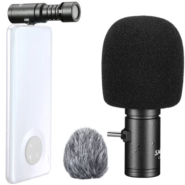 Micrófonos Sairen Mini Micrófono Smart Mic con interfaz de tipo C Lightning para iPhone Android Recordación de voz de voz Vlog Mic